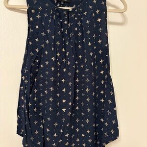 Madewell Navy Floral Sleeveless Blouse